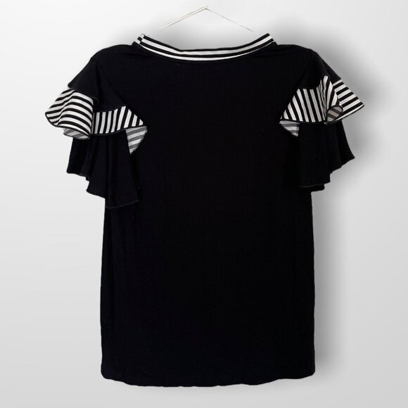 Embroidered Rainbow Shirt With Ruffle Sleeves Size Small - Picture 3 of 8